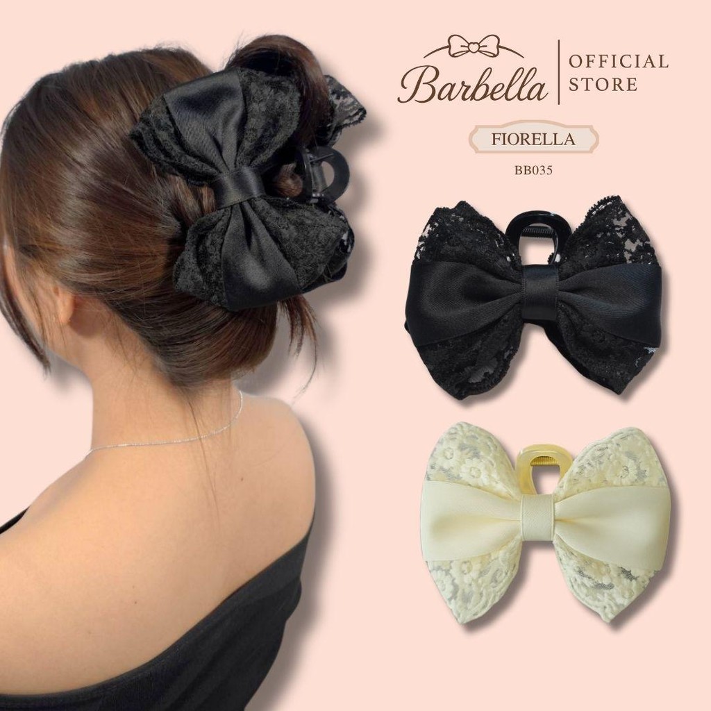 Barbella กิ๊บโบว์ลูกไม้ กิ๊บหนีบผมสไตล์เจ้าหญิง ลายลูกไม้หรูหรา รุ่น Fiorella (BB035)