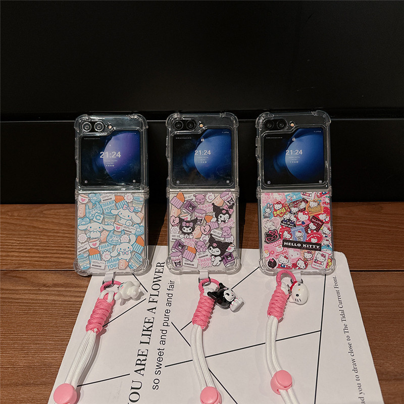 50th Hello Kitty Kuromi ขนม Samsung เคสโทรศัพท์สําหรับ Samsung Galaxy Z Flip 7 Flip 6 5 4 3 เคสโทรศั