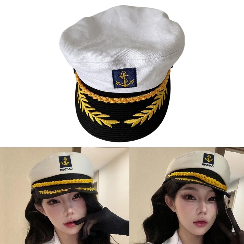 Boom Cotton Sailors Hat 2000s แฟชั่นคอสเพลย์แบบปรับได้ Captain Style Headwear
