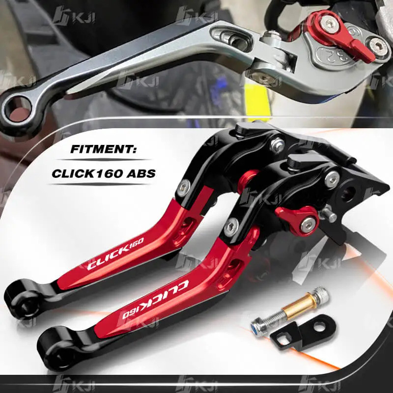 สําหรับHonda Click 160 Click160 ABS 2021-ปัจจุบันที่จอดรถเบรคคันโยกพับHandle Leversพร้อมที่จอดรถล็อค