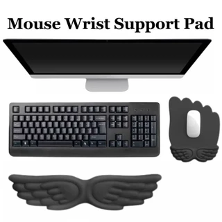PIXELHIVEGA แผ่นรองเมาส์ตามหลักสรีรศาสตร์, ที่วางข้อมือ Wing Design Mouse แผ่นพยุงข้อมือ, ทนทานช้า Rebound Soft PU ฐานกันลื่นคีย์บอร์ดรองมือ