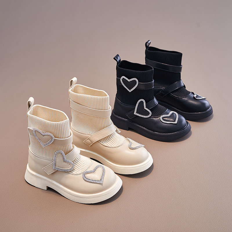 รองเท้าแฟชันเด็กสไตล์เกาหลี สำหรับฤดูใบไม้ร่วงและฤดูหนาว หนังนุ่มสบาย ออกแบบเหมือนรองเท้าเจ้าหญิง