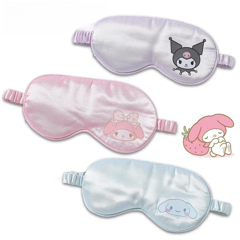 Eye Covers สองด้านผ้าไหมแรเงา Sleep Eye Mask ผู้หญิงน่ารักการ์ตูน Kuromi Melody Cinnamoroll