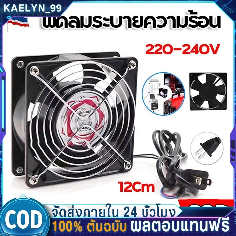พัดลมระบายความร้อน พัดลมตู้RACK 12ซม.220-240V+ตะแกรง 2550รอบ/นาที ลม2.3m³/นาที พร้อมปลั๊ก สำหรับตู้เซิร์ฟเวอร์-เครือข่าย