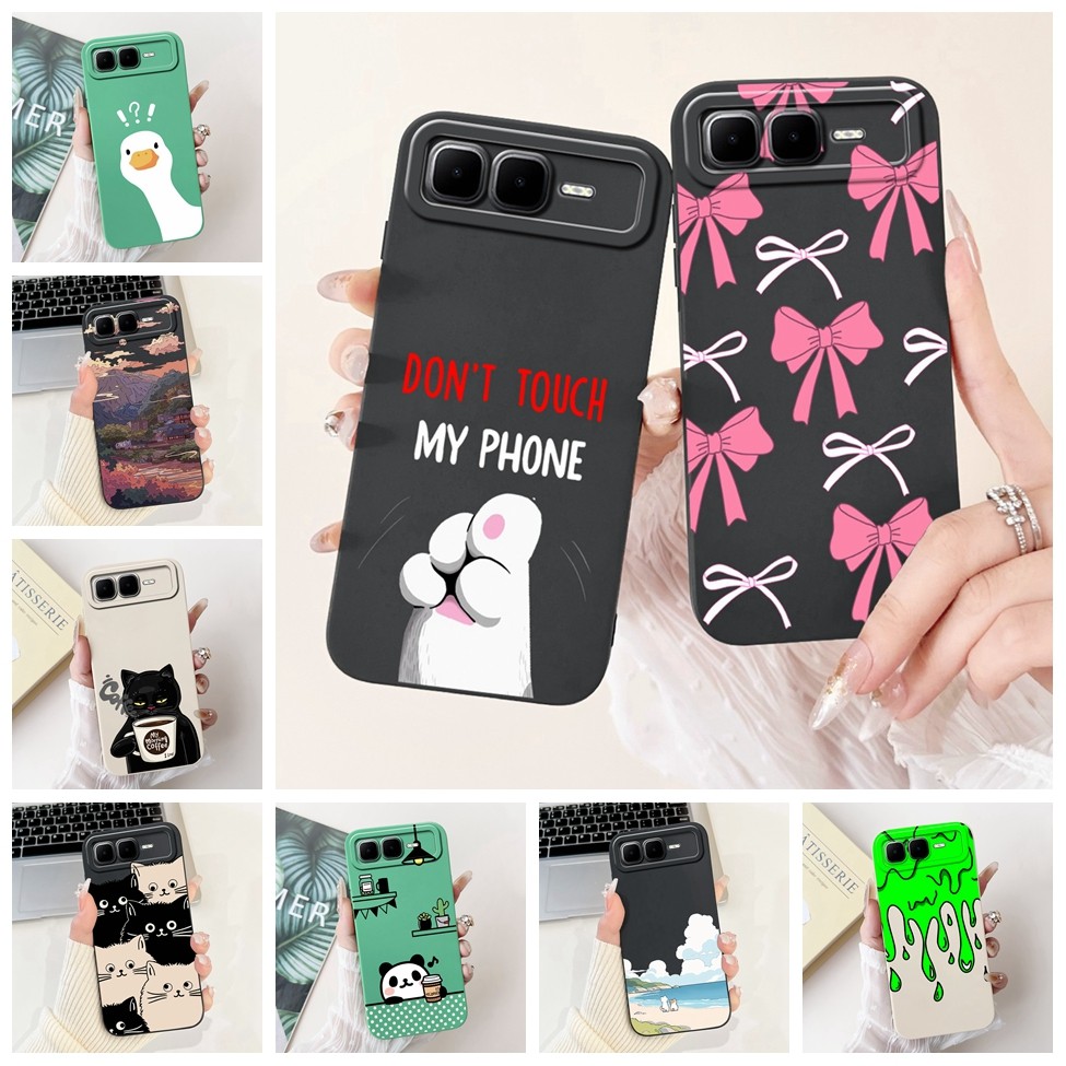 Infinix Smart 10 Plus Case X6725B แมวน่ารัก Panda Aesthetic แฟชั่นดอกไม้ Love ฝาหลัง Infinix สมาร์ท 10 Plus เคสโทรศัพท์