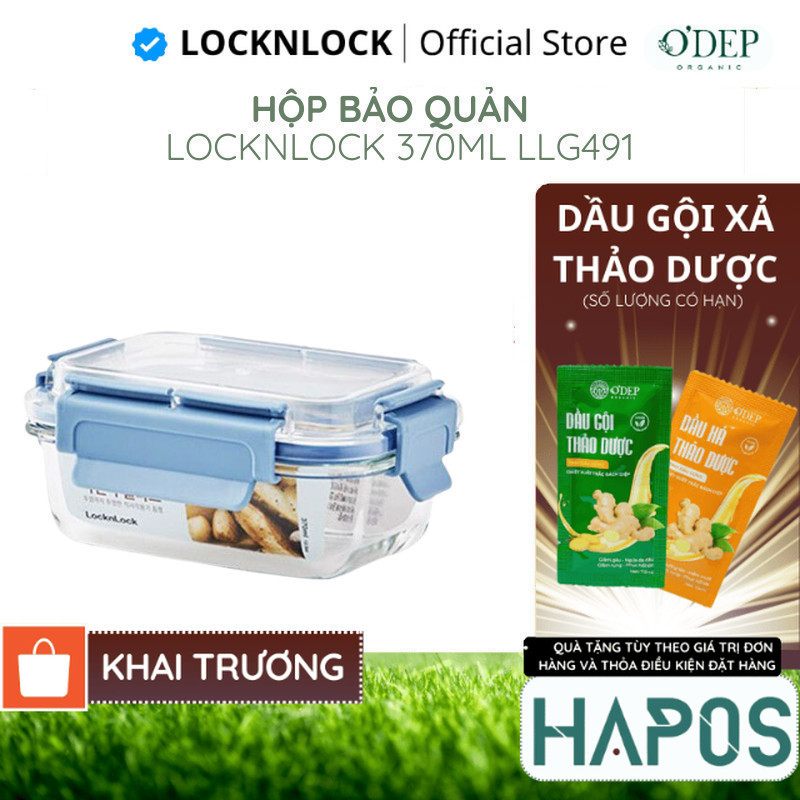 กล่องแก้วสี่เหลี่ยม ฝาโดมพลาสติก Tritan โปร่งใส ของแท้ LocknLock LLG491 - HAPOS HOF