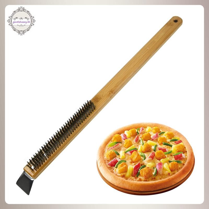 GG แปรงเตาอบพิซซ่าด้ามไม้ Grill Scraper แปรงทําความสะอาดในครัวเรือนเครื่องมือพิซซ่าสําหรับเตาอบทําคว