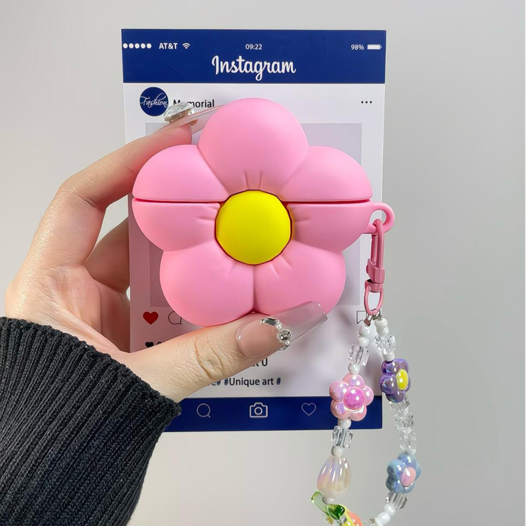 ดอกไม้สีชมพูเกาหลีสําหรับ AirPods4 เคสหูฟังบลูทูธ AirPodsPro2 นุ่ม AirPods1/2 ซิลิโคนรุ่นที่ 3 ฝาครอบป้องกันการตก Pro รุ่นที่ 2 เคสป้องกัน