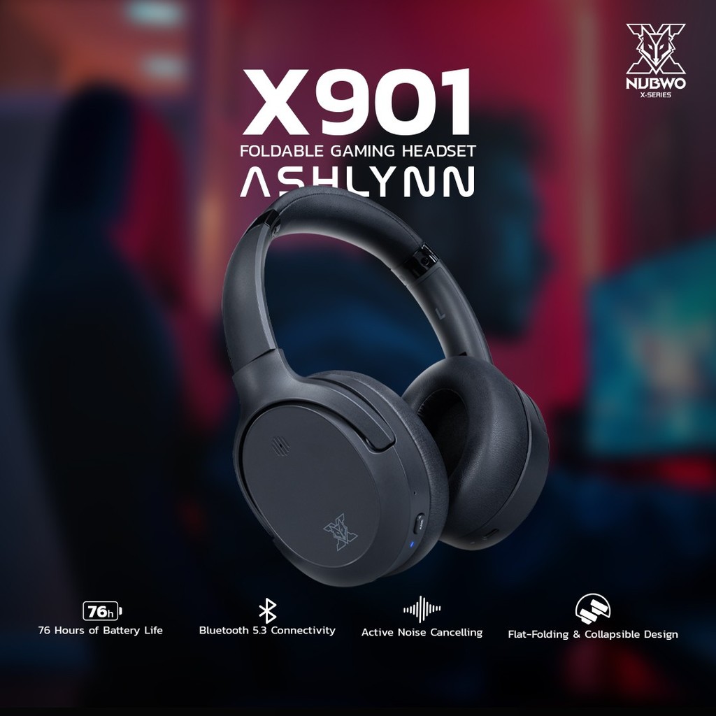 [ประกัน2ปี]NUBWO X901 หูฟังครอบหูบลูทูธ5.3 หมุนได้พับได้ มี ANC,EQ สามารถปรับได้ 3 โหมด Game, Sport,