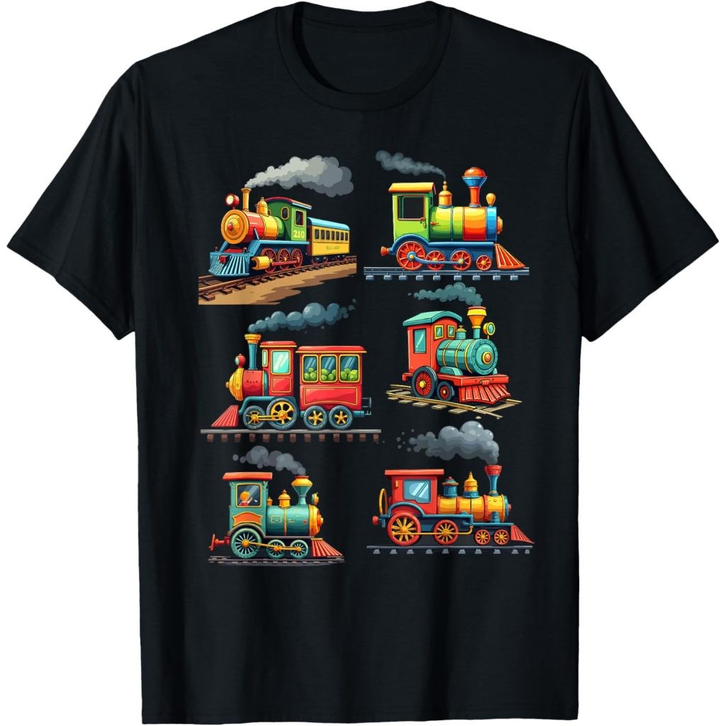 เสื้อยืดธีมรถไฟ พิมพ์ลายสไตล์เรโทร สินค้าโปรดของแฟนคลับรถไฟ