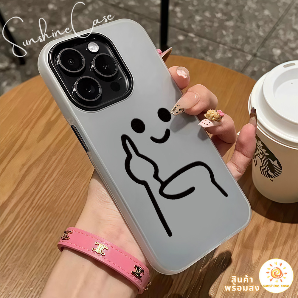 พร้อมส่ง เคสสำหรับไอโฟน11 ลายดำทำท่าทาง ตลก เคสด้านครอบสองชั้นสีสัน For IPhone13 11 12 14PLUS 6/7/8 15 16ProMAX X XS XR