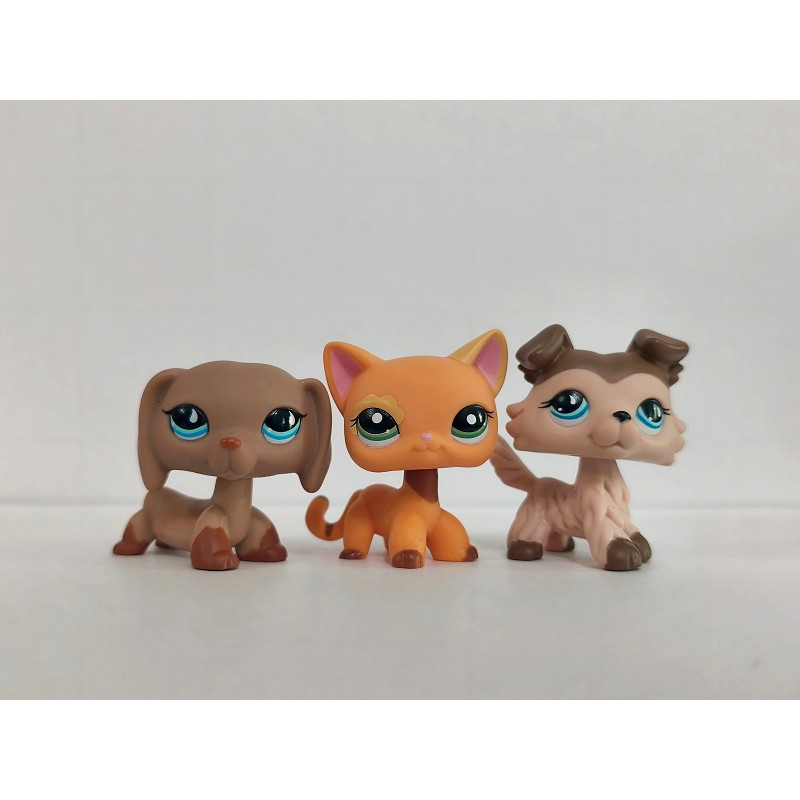 3 ชิ้น/ล็อต LPS รูปแมวสุนัข #518#1643 Littlest Pet Shop ของเล่นเด็ก