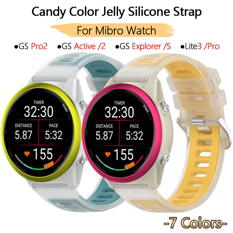 สําหรับ Mibro GS Pro2 Active2 Explorer S Lite2 Lite3 Pro A3 A2 C4 C3 C2 X1 Candy สี Jelly สายนาฬิกาซิลิโคน Ultra Light Matte โปร่งแสงเข็มขัด Release สายรัดข้อมือ
