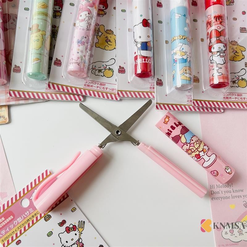 KNMSA] น่ารัก Sanrio Hello Kitty กรรไกรรูปปากกาการ์ตูน Cinnamoroll Kuromi Melody Office Study ใช้แบบพกพา Mini Safety Scissor ของขวัญ Ss nicen neck