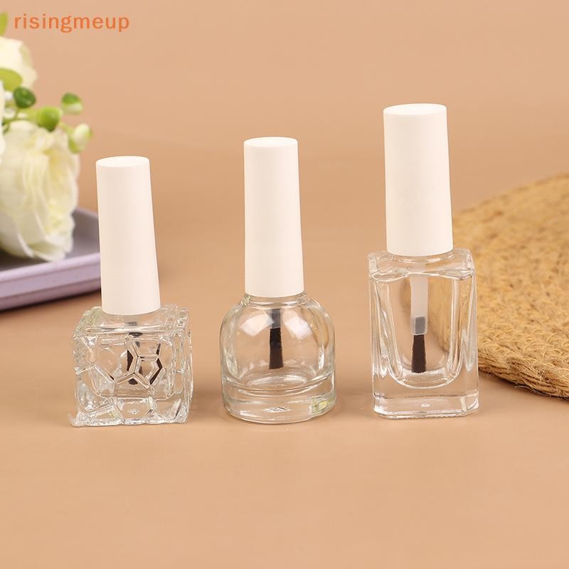 [risingmeup] 10/15ml ขวดยาทาเล็บแก้วใสที่ว่างเปล่าพร้อมฝาปิดแปรงภาชนะเครื่องสําอางขวดแก้วเล็บพร้อมแปรงใหม่