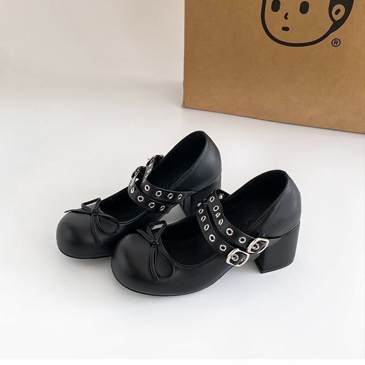 PU Single Shoes High Heel (6-8cm) Round Toe Pumps Low-Top Shoes