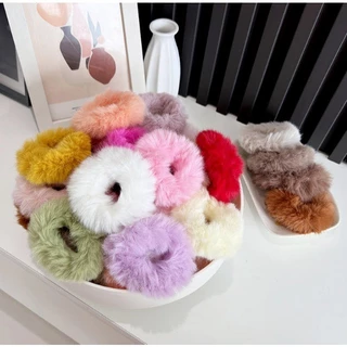 S0355 ยางรัดผมขนปุย ขนฟู นุ่มนิ่ม ขนาด 3นิ้ว ยางโดนัทรัดผมน่ารัก สีพาสเทล ผมนุ่มฟู แฟชั่นเกาหลี