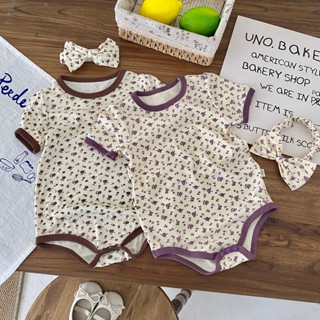 ชุดรอมเปอร์ลายดอกไม้และที่คาดผมสำหรับเด็กผู้หญิง อายุ 0-24 เ…