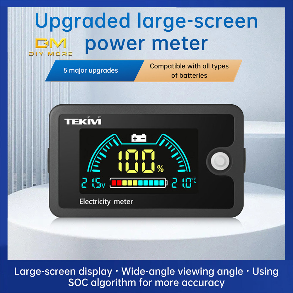 DIYMORE DC 8-100V LCD จอแสดงผลดิจิตอลสองสายแรงดันไฟฟ้าและตัวบ่งชี้ไฟฟ้า Universal แบตเตอรี่ Ternary/Lithium Iron/Acid แบตเตอรี่อุณหภูมิ Displa