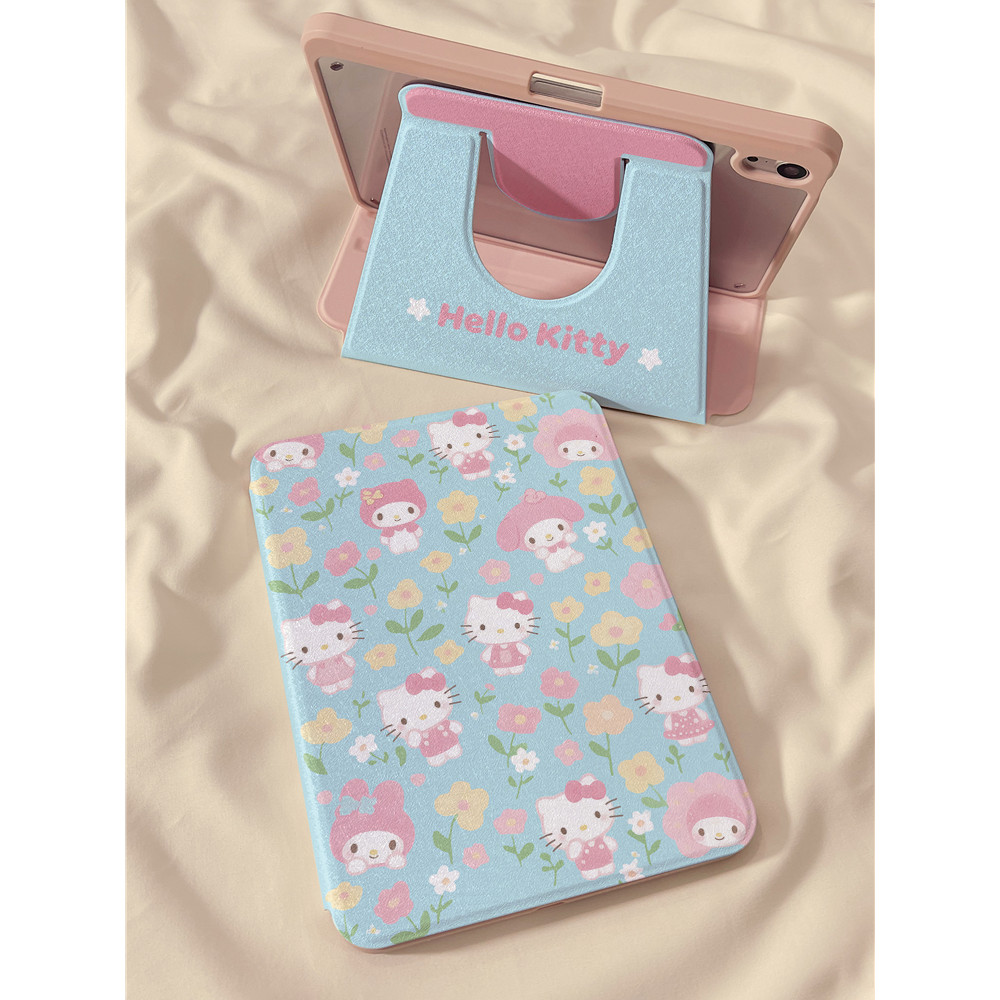 【Good Luck】น่ารัก Sanrio Apple ipad11 แท็บเล็ตป้องกันกรณี 360 หมุน pro2024 กันกระแทก 7/8/9 รุ่นเคส i