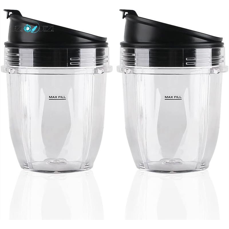 Gzhxdiiziplacement Parts 12oz ถ้วยพร้อมฝาปิด 2 แพ็คสําหรับเครื่องปั่น Auto IQ BL480 BL482 BL642 NN10