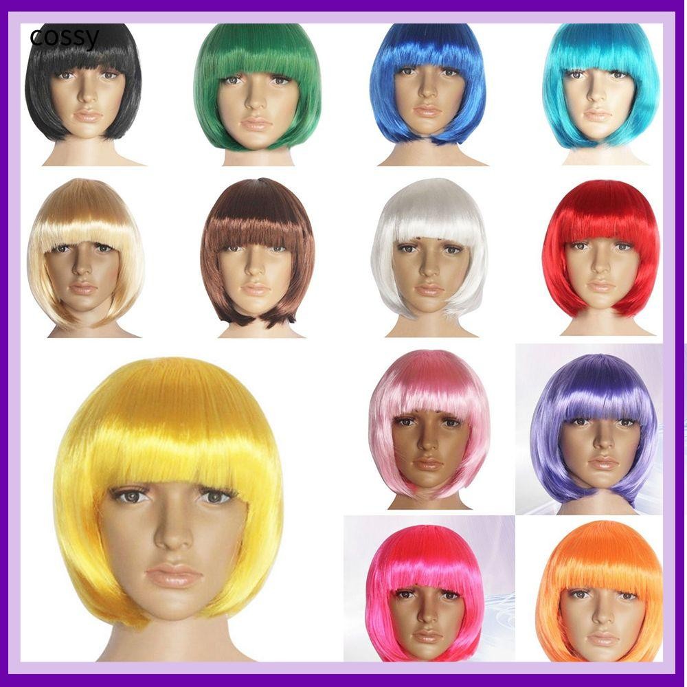 COSSY Bob Hair Wigs สั้น 14 สีตรงฮาโลวีน