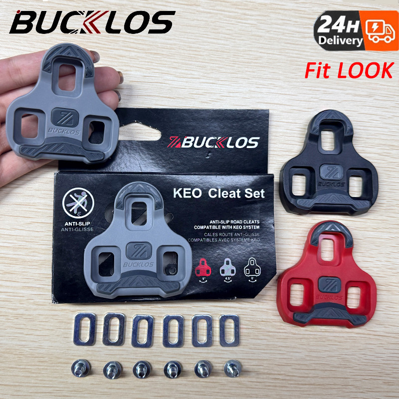 Bucklos คลีทจักรยานเสือหมอบ สุดทน ปลดง่าย คลีทจักรยาน สีแดง 9 องศา สีเทา 4.5 องศา สีดำ 0 องศา แผ่นคลีท สำหรับ Look Keo