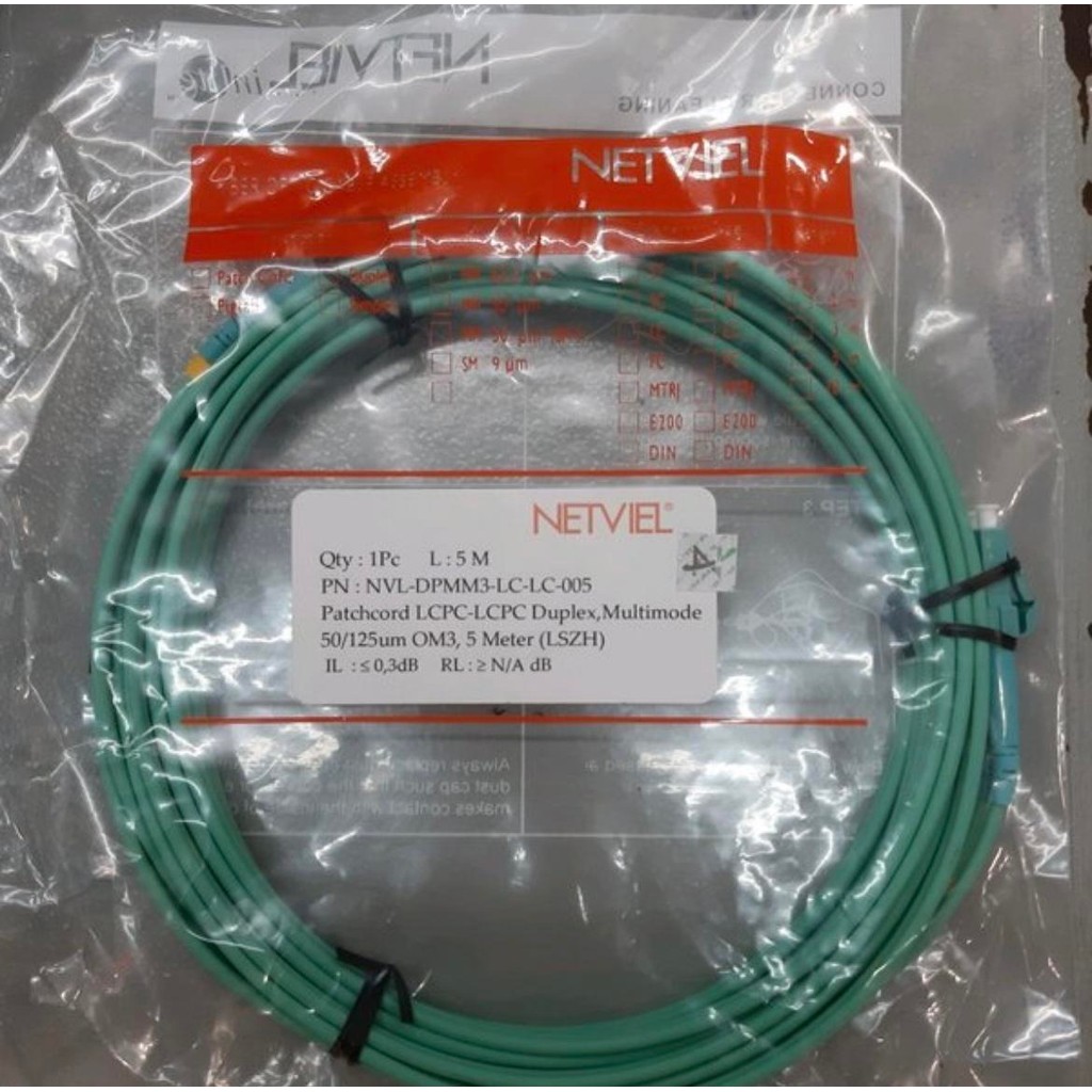 Netviel PatchCord LC-LC 1 เมตร Duplex Multimode OM3 LSZH