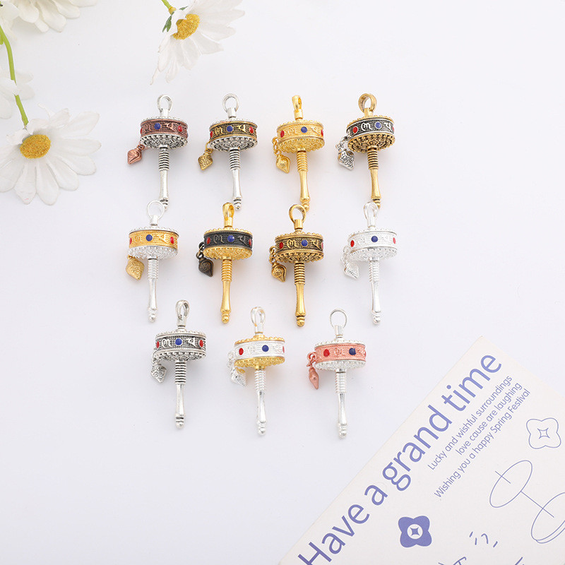จี้ Hand-Cranked Prayer Wheel Mini Six-Character Mantra
