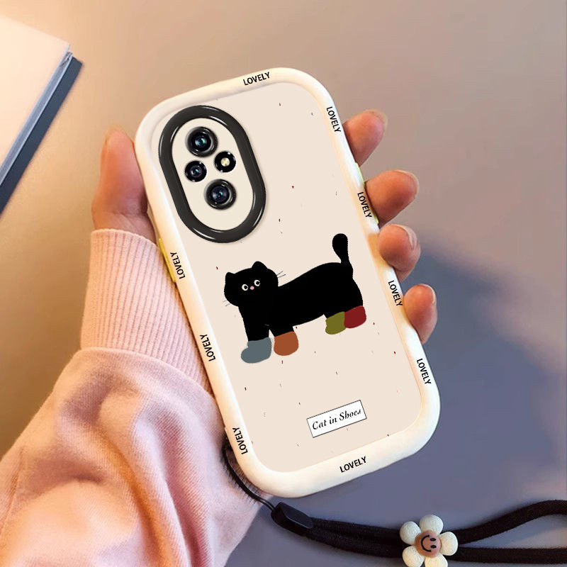 เคส Honor 200 90 เคส Honor 200 Pro เคสโทรศัพท์มือถือลายแมวดำสุดสร้างสรรค์ กันกระแทก เคสนิ่มเต็มตัว