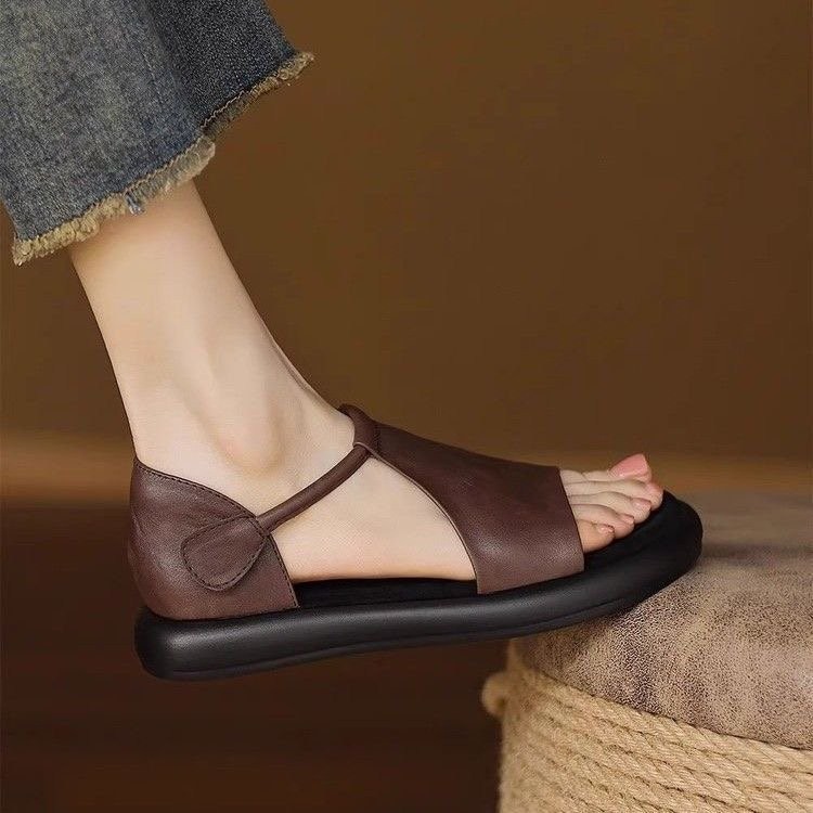 รองเท้าแตะสุภาพสตรี ปักกระแทกด้วยวีลโคร หน้ายางนุ่ม ต้านทานการเลื่อน slip สไตล์เรโทร ไซส์ 35-40