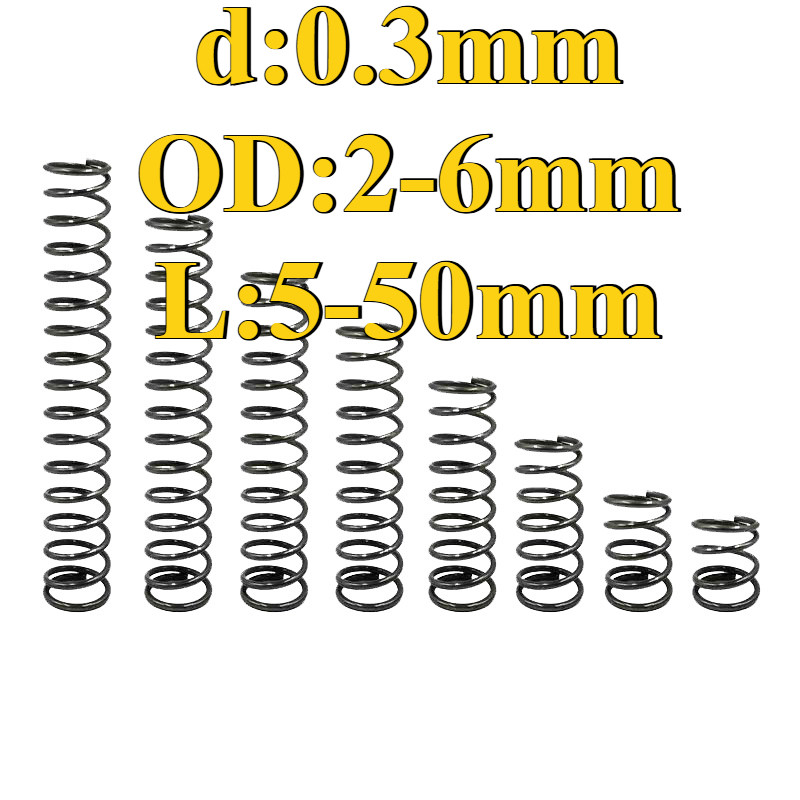 65Mn Spring Steel Compression Spring d0.3mm * OD2-6mm Strong Pressure Return Spring Compression Spri