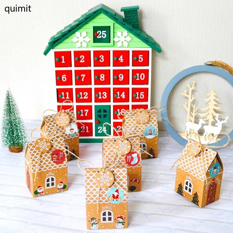 QUIM Christmas Advent Calendar Box DIY Candy Biscuit Packaging Boxes Kit