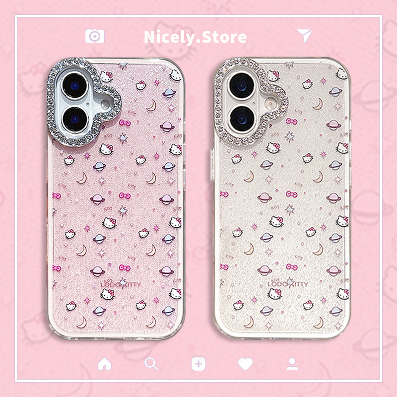 Blingbling เพชรดาว Kitty Cat 2 in 1 Glitter เคสโทรศัพท์สําหรับ iPhone 17 Air 16 15 14 13 12 Pro Max 11 14plus 15Plus TPU PC กันกระแทก Anti-fall ฝาหลัง