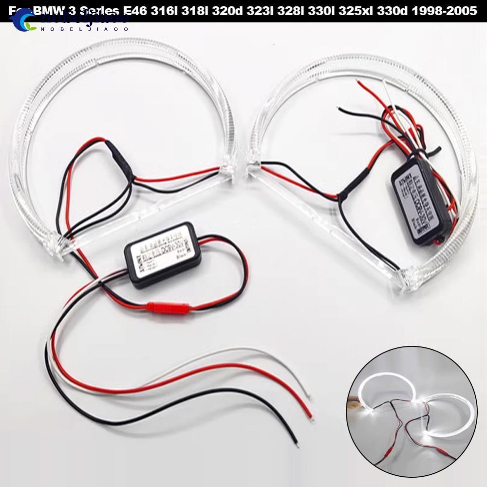 NOBELJIAOO 2 ชิ้นรถ LED Angel Eyes แหวนกลางวัน 131 มิลลิเมตร 146 มิลลิเมตรสีขาวสีเหลืองสําหรับ BMW 3