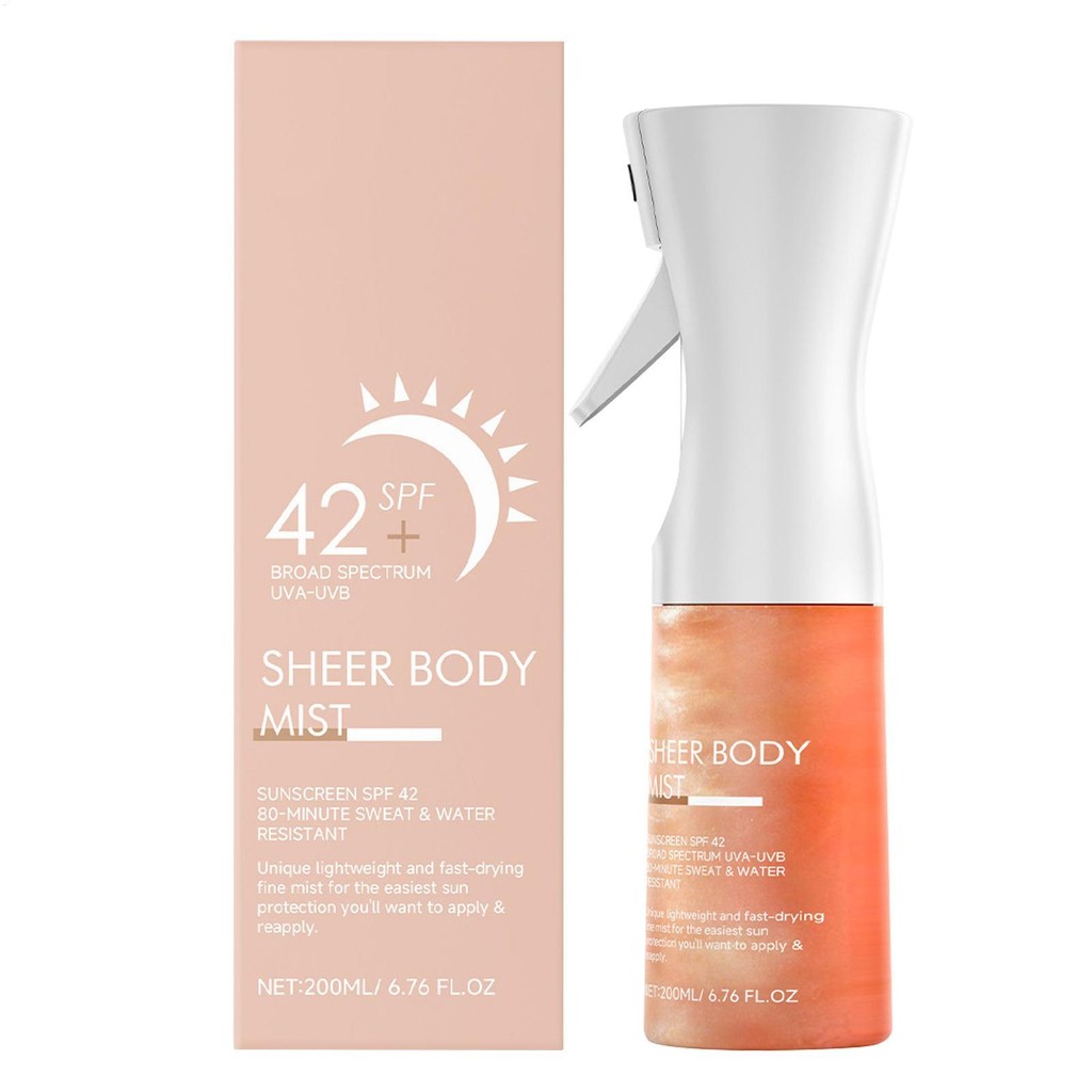 สเปรย์ครีมกันแดดสําหรับ Body SPF42 Travel Sunscreen 200ml Non-Greasy Sunblock Spray for Skin Care กีฬากลางแจ้งชายหาด hontin2th
