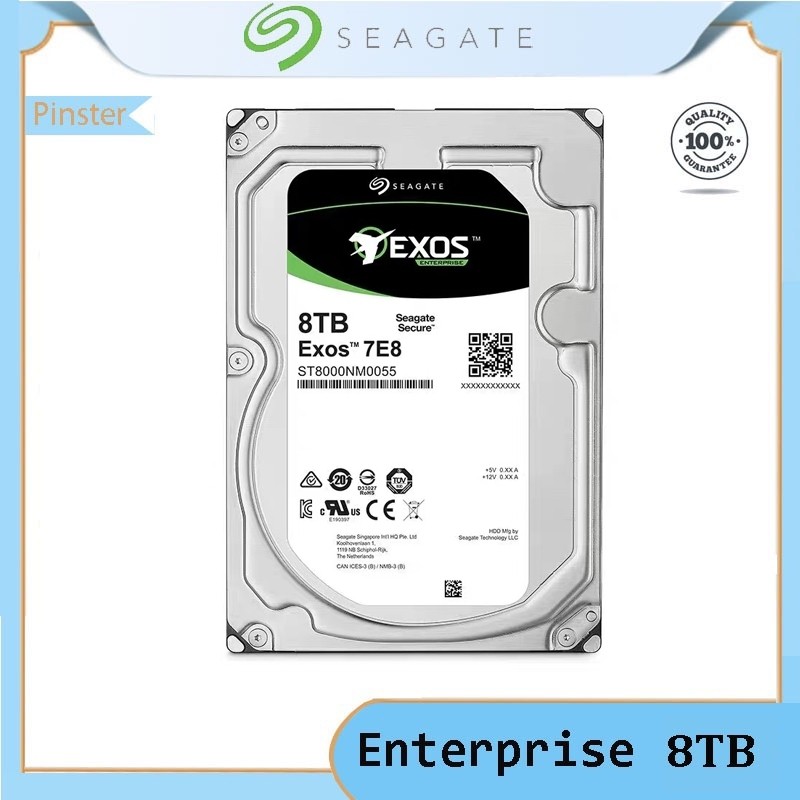 Seagate 8TB ST8000NM0055 Exos 7E8 Enterprise HDD 8TB 7200RPM 256MB 512N SATA 6Gb/s 3.5 "ภายใน