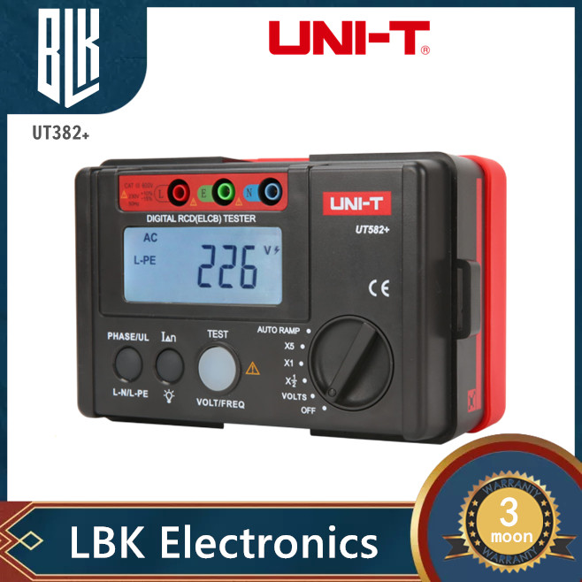 UNI-T UT582+ Digital RCD (ELCB) tester AUTO RAMP Leakage Circuit Breaker Meter เครื่องทดสอบสวิตช์ป้อ