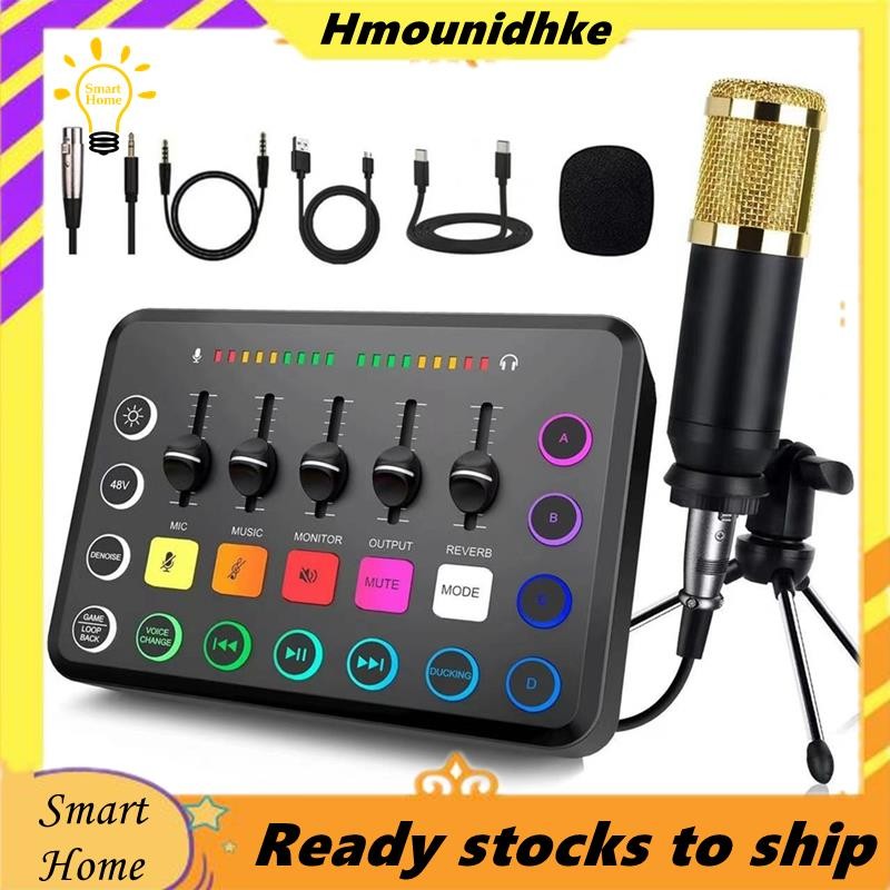 F11 48vLive ชุดการ์ดเสียงเครื่องผสม 5 ช่องเครื่องผสมเสียงสําหรับเล่นเกมสําหรับเครื่องผสมเสียงสตรีมมิ