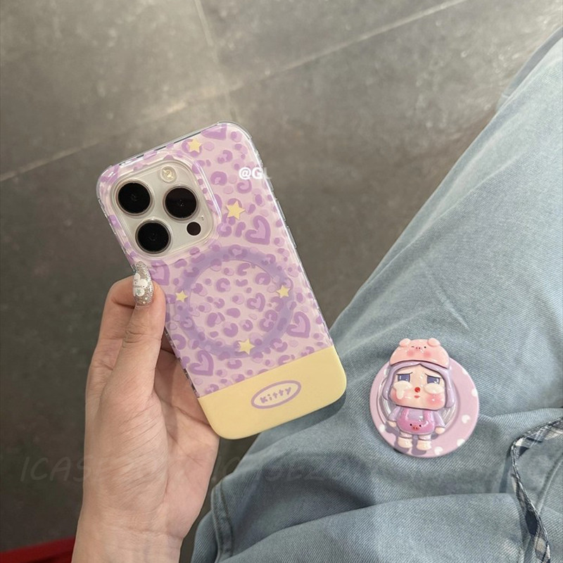 SAMSUNG สีม่วงเสือดาวพิมพ์ร้องไห้สาววงเล็บแม่เหล็กSamsung S25 FE S24 S23 S22 + S21 Note20 Ultra Shock-Resistantเคสโทรศัพท์ - รูปที่ 5