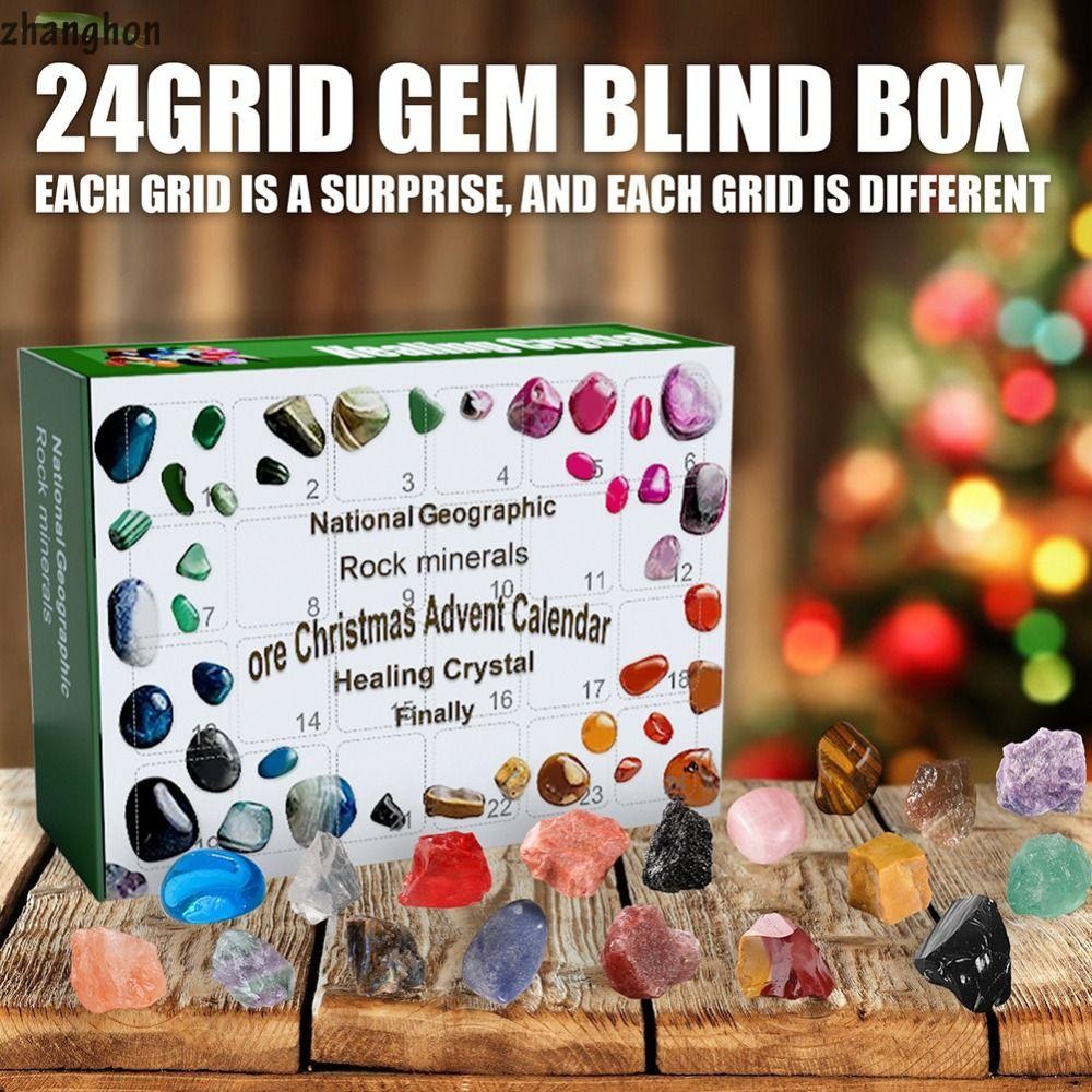 ZHANGHONG Ore Gemstone Collection, Ore Gift Box Geographic Christmas Advent Calendar,Novelty Crystal Stone Christmas Presentation Dig Collection Kit Counting Toy Girls Boys