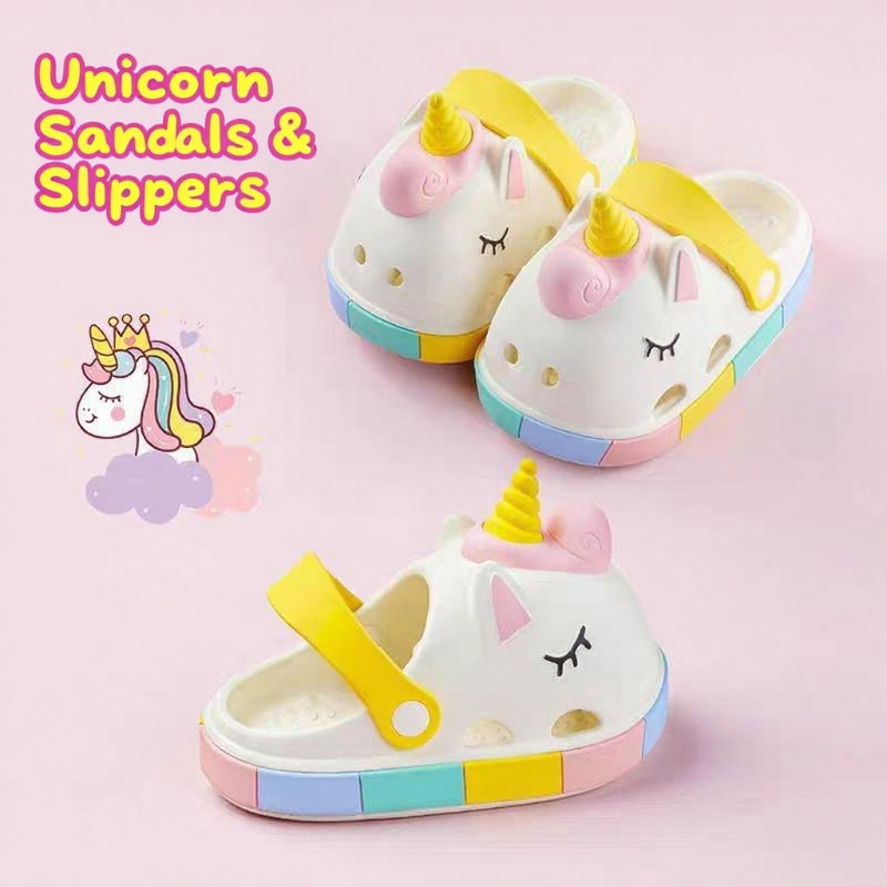 Cheerful Mario Unicorn Slipper รองเท้าแตะเด็กผู้หญิง น่ารักยูนิคอร์น EVA กันลื่น