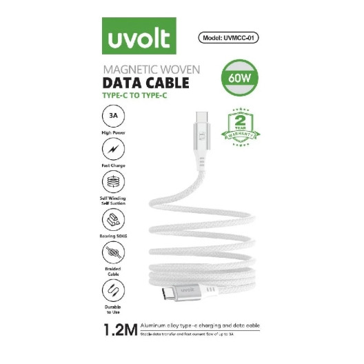 UVOLT สายชาร์จ TYPE-C TO TYPE-C  Magnetic Cable 60W