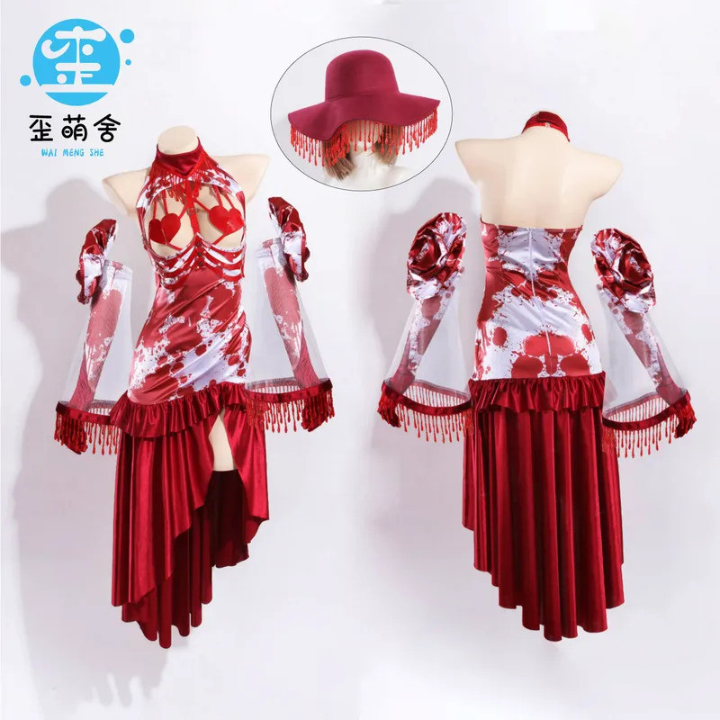 QY Mrs Mary Halloween dress Red Gothic Horror Blood Ghost Halloween Pumpkin 3D Print Costume Y2K Dre
