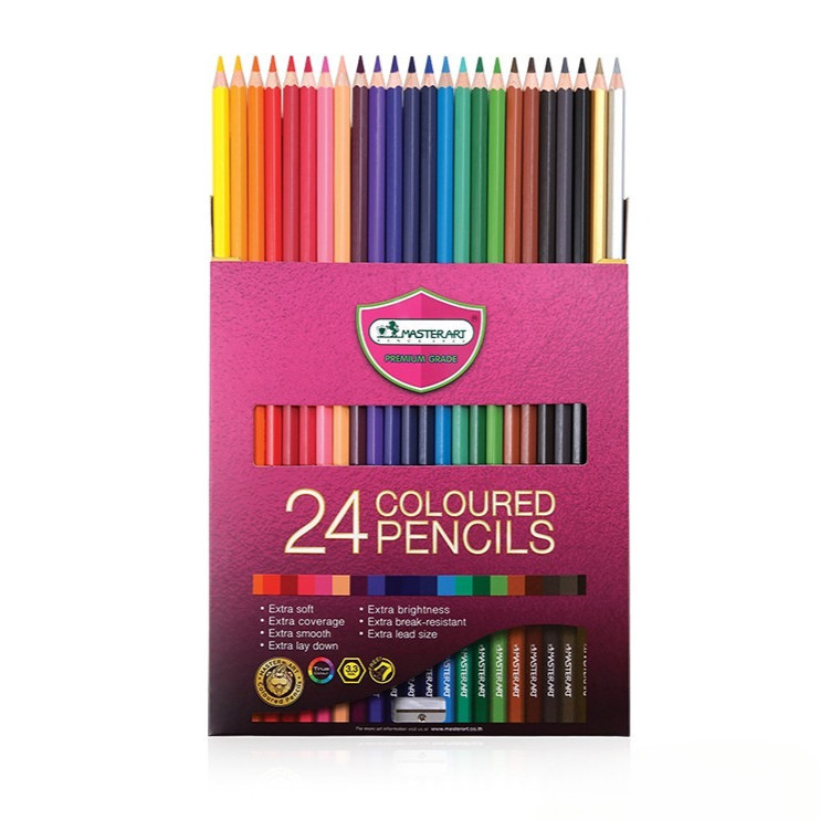ดินสอสี แท่งยาว 24 สี สีไม้ มาสเตอร์อาร์ต Master Art สีไม้ ดินสอสีไม้ รุ่นใหม่ จำนวน 1 กล่อง