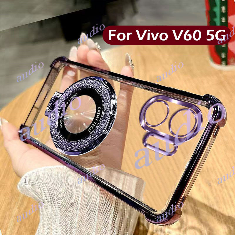 Vivo V60 5Gสี่มุมชุบGlitterโปร่งใสเคสโทรศัพท์สําหรับVivo V60 Pro VivoV60 Pro 5G 2025 กันกระแทกซิลิโค