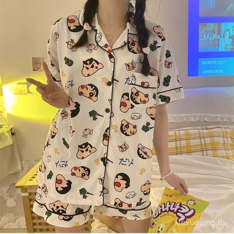 ชุดนอนผู้หญิงฤดูร้อน สไตล์นักเรียนญี่ปุ่น แขนสั้นบางเบา