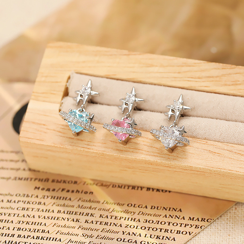 สร้อยข้อมือหินคริสตัลและเมทัล แบบหัวใจและดาว สไตล์สตั๊ด สำหรับผู้หญิง