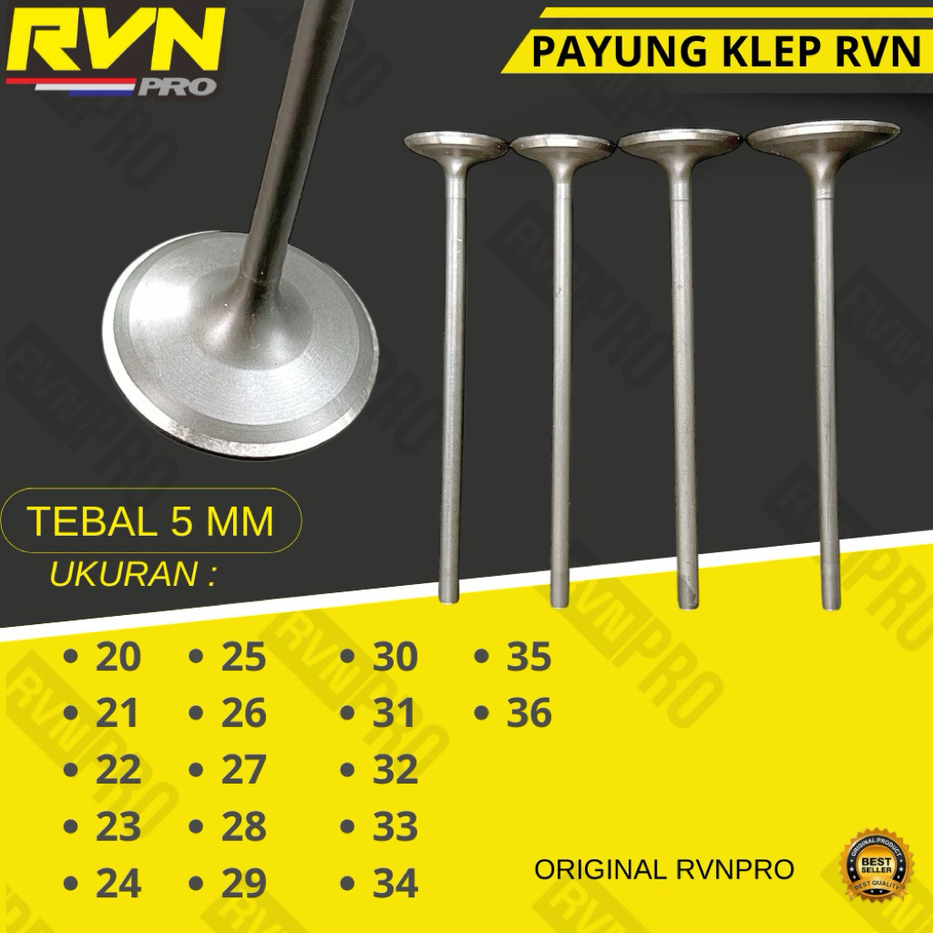 RVN IN EX VALVE UMBRELLA VALVE ROD 4.5MM / 5MM 20 21 22 23 24 25 26 27 28 29 30 31 32 33 34 35 36 MM