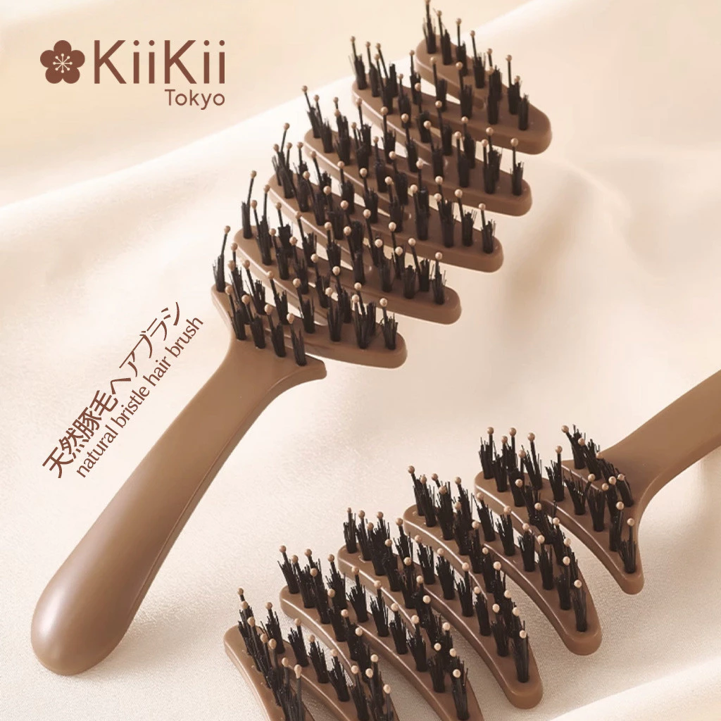KiiKii Beauty หวีขนหมูป่า หวี หวีลดผมร่วง นวดหนังศีรษะ สำหรับนวดผม ป้องกันไฟฟ้าสถิตย์